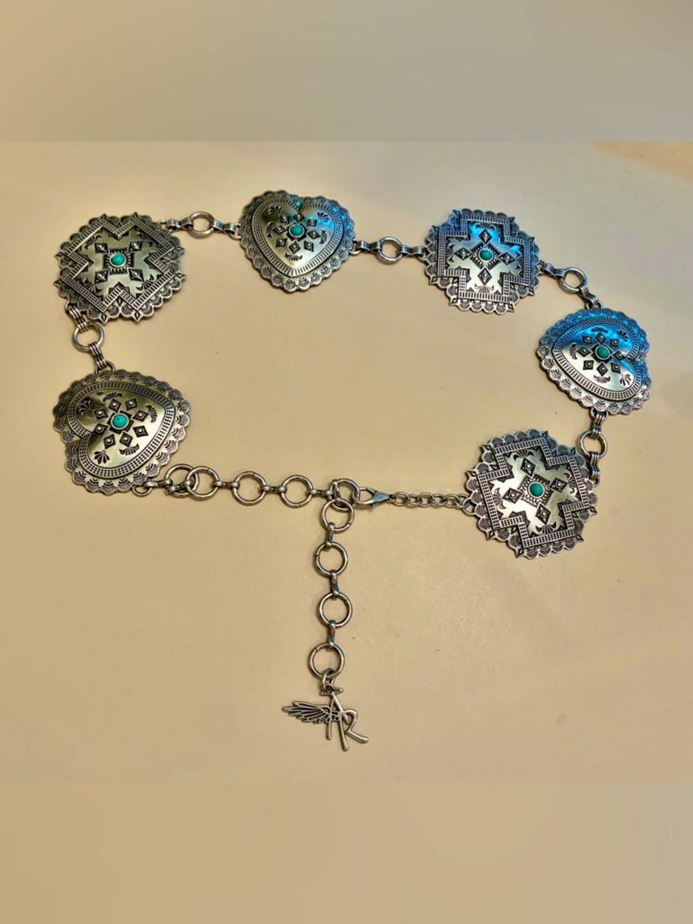 Angel Ranch Women’s Silver Heart, Square Concho Belt - Picture 4 of 6